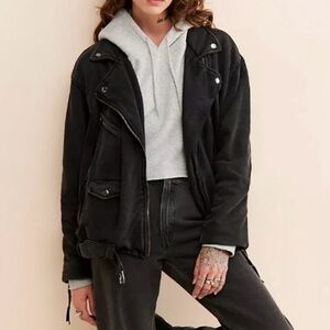 We The Free Black Moto Jacket with Asymmetrical Zipper